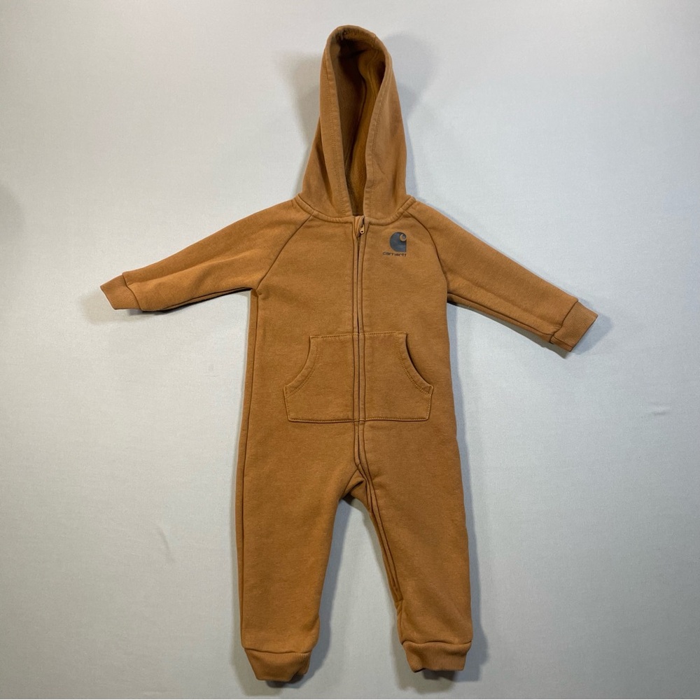 Carhartt Infant Fleece Zip Front Long Sleeve Coverall, Attached Hood - 9 Months